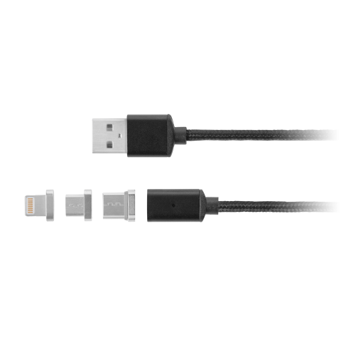 Laidas USB - USB C / USB micro / iPhone 8pin (lightning) 1m magnetinis Kruger&Matz 